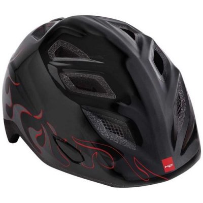 MET Casque de v&eacute;lo pour enfants -  - Genio - Noir avec flammes noires - Taille 52-57cm