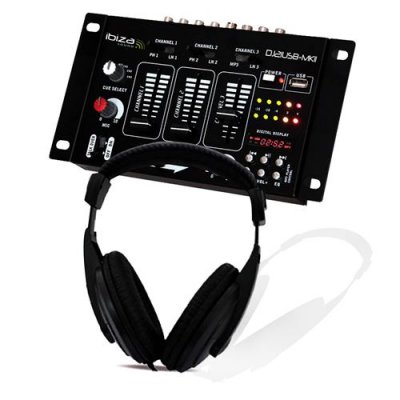 IBIZA SOUND Casque DJ Sono + table de mixage DJ21-USB-MKII 