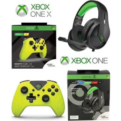 UNDER CONTROL Casque Gamer PRO UC40 VERT GAMER XBOX ONE/S/X/PC + Manette XBOX ONE-S-X-PC JAUNE POP