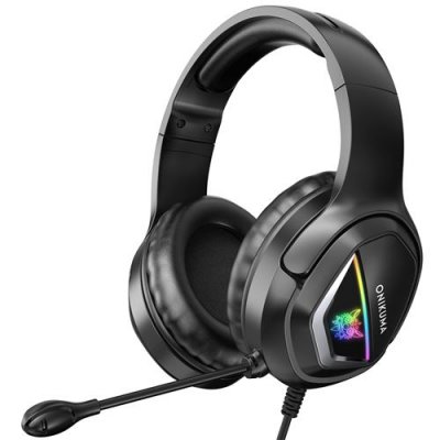 Casque Gaming ONIKUMA X2 Filaire Over-ear, lumi&egrave;re LED, r&eacute;duction de bruit,micro r&eacute;tractable - Noir 