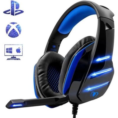 GENERIQUE Casque Gaming PS4 Beexcellent Ultra-l&eacute;ger St&eacute;r&eacute;o Bass - Bleu