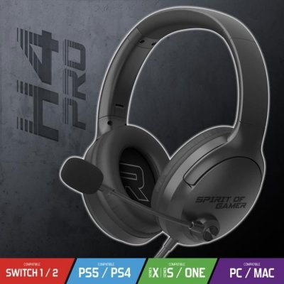 SPIRIT OF GAMER Casque Gaming -  - PRO H4 DARK - Filaire - St&eacute;r&eacute;o 2.0 - Circum-aural