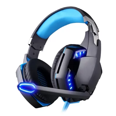 YONIS Casque Gaming USB Ordinateur 7.1 Surround LED Boutons de Contr&ocirc;le Bleu -  