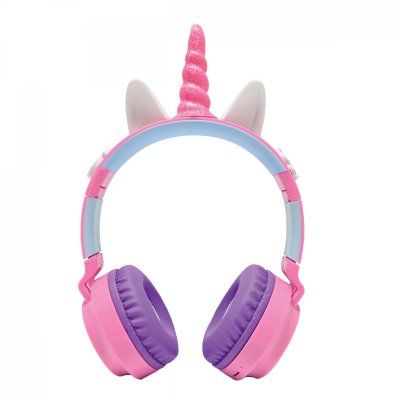 LEXIBOOK Casque lumineux pliable Bluetooth&reg; et filaire avec un design 3D Licorne avec limitation du volume