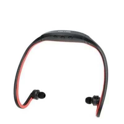 YONIS Casque MP3 Sport Sans Fil Lecteur Audio Micro SD Running V&eacute;lo Wma Wav Noir Rouge -  