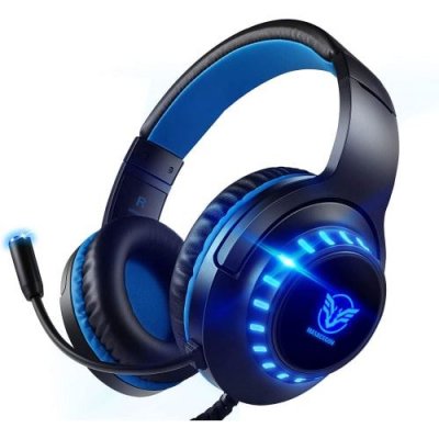 GENERIQUE Casque PC Pacrate H-11 Jack 3.5mm Filaire Suppression du Bruit Noir Bleu
