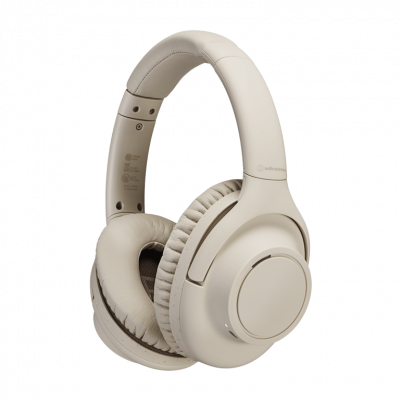 AUDIO TECHNICA Casque sans fil &agrave; r&eacute;duction de bruit ATH-S300BT, Beige - Neuf