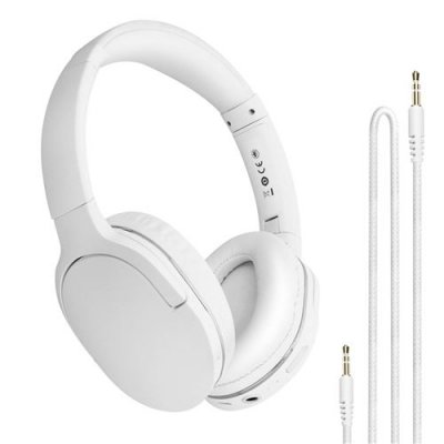 BASEUS Casque Sans Fil St&eacute;r&eacute;o Autonomie 40 Heures Pliable Encok D02 Pro Blanc 