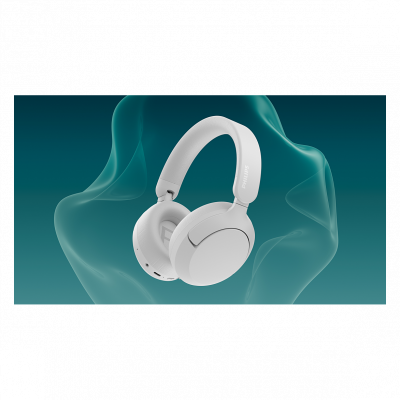 PHILIPS Casque TAH6000 Sans Fil Circum-aural R&eacute;duction Bruit 80h Autonomie Blanc