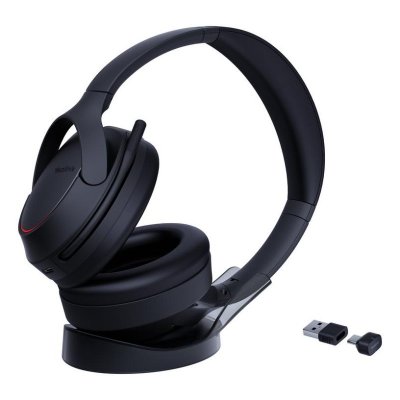 YEALINK Casque  BH78 sans fil Bluetooth avec r&eacute;duction active du bruit, micro et base de charge noire