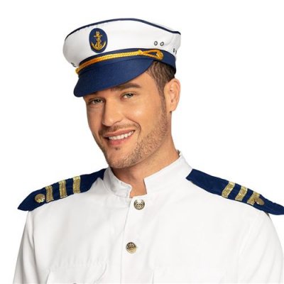 Casquette Marin Femme - Capitaine - Blanc/Bleu/Dor&eacute;