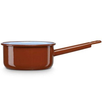 BRIEBE Casserole &agrave; Lait, Acier Emaill&eacute; 10cm, Bouilloire Poign&eacute;e 0,45L Induction Vintage Terra Marron