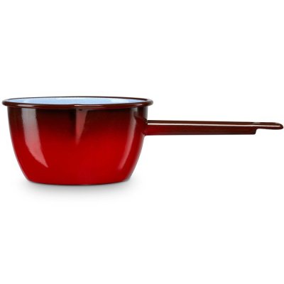 BRIEBE Casserole &agrave; Lait, Acier Emaill&eacute; 16cm, Bouilloire Poign&eacute;e 1,7L Induction Vintage Ignea Rouge