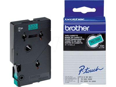 BROTHER Cassette &agrave; ruban  pour &eacute;tiqueteuse 12mm Noir sur Vert