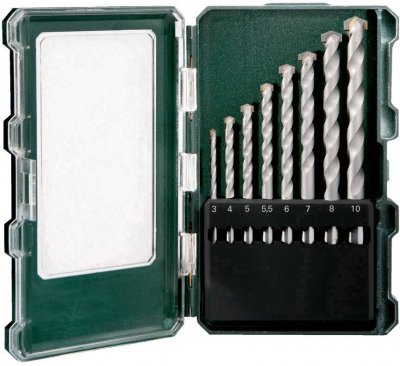 METABO Cassette de forets &agrave; pierre, 8 pi&egrave;ces SP pour perceuse