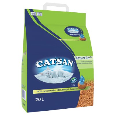 CATSAN  Naturelle plus Liti&egrave;re v&eacute;g&eacute;tale pour chat 20L