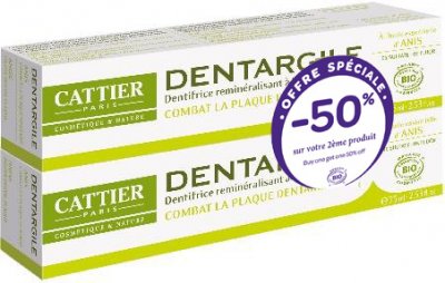 CATTIER  Dentargile Dentifrice Anis Bio Lot de 2 x 75ml