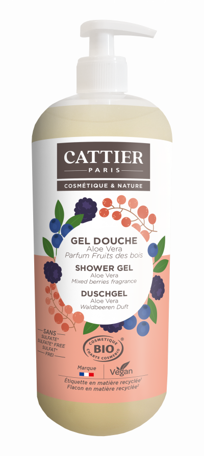 CATTIER  - Gel douche sans sulfate Parfum Fruits des bois 1L