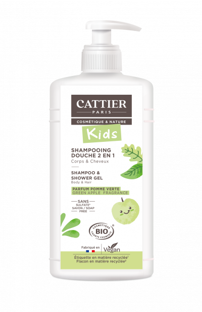 CATTIER  Kids Shampoing Douche 2 en 1 Pomme Verte Bio 500ml