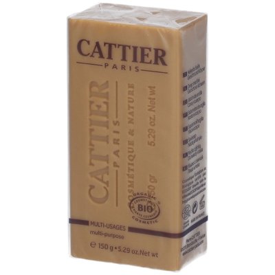 CATTIER  Savon pain doux v&eacute;g&eacute;tal argile jaune miel lavande bio 150g