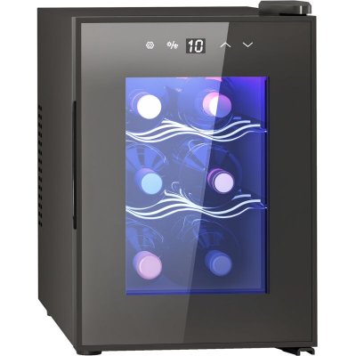 HOMCOM Cave &agrave; vin 6 bouteilles 17L -  - temp&eacute;rature r&eacute;glable 8-18&deg; - 265 x 515 x 393 cm