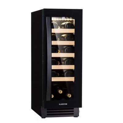 KLARSTEIN Cave &agrave; vin encastrable - vinovilla 20 - 50 l / 20 bouteilles porte vitr&eacute;e acier inoxydable - noir
