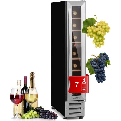 KLARSTEIN Cave &agrave; vin encastrable Vinovilla 7 Built-in Uno Onyx verre noir inox 
