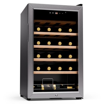 KLARSTEIN Cave &agrave; Vin  63L - Porte en Verre - Zone Unique - Vieillissement 24 Bouteilles - Argent 