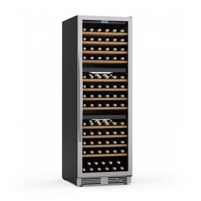 KLARSTEIN Cave &agrave; vin Vinovilla Trio 144 bouteilles 3 zones 38 dB 12 &eacute;tag&egrave;res Compresseur 413 L Gris