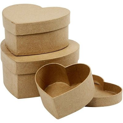 GENERIQUE CC Hobby Bo&icirc;tes coeurs, 10x10x5 cm, d: 10+12,5+15 cm, h: 5+6,5+7,5 c
