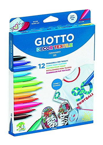 GENERIQUE CC Hobby Feutre textile GIOTTO, couleurs assorties, trait 4 mm, 12 pi