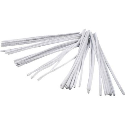 GENERIQUE CC Hobby Fil chenille, &eacute;p. 6 mm, L: 30 cm, blanc, 50pi&egrave;ces- - Fils, f