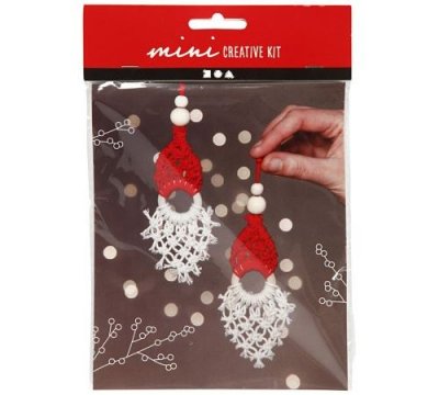 CREATIV CC Hobby Mini kit cr&eacute;atif, lutin de No&euml;l en macram&eacute;, H: 14 cm, 2 pi&egrave;c