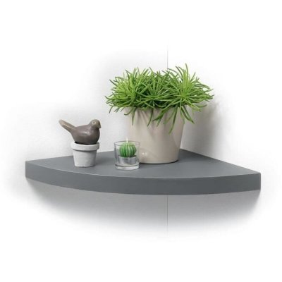 CDAffaires Etagere flottante d'angle 25 x 25 x 3.4 cm Gris