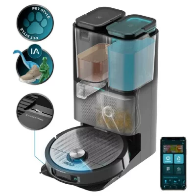 CECOTEC  Conga 20090 ProAI InfinitySoap Cut&Spa Robot Aspirateur/Tondeuse avec Base Auto-Vid&eacute;e