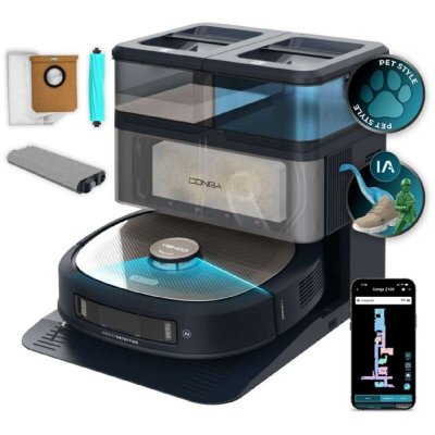 CECOTEC  Conga Z100 Robot aspirateur sp&eacute;cialis&eacute; dans le lavage avec technologie AI LaserEye