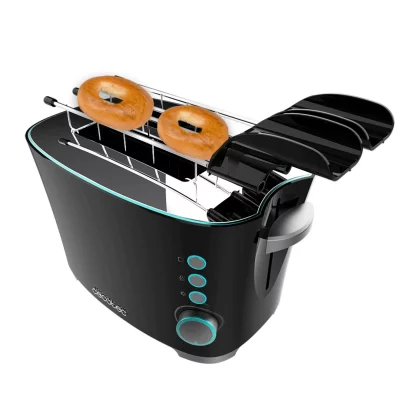 CECOTEC  Toast&Taste Double B Grille-pain 2 tranches avec levage et d&eacute;cong&eacute;lation du pain Noir