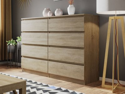 Celia - commode 8 tiroirs - bois - 139 cm - style contemporain Couleur - Bois