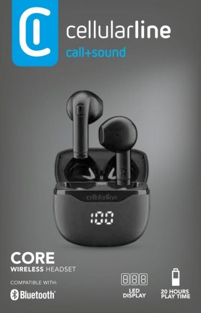 CELLULAR LINE Cellularline Core &Eacute;couteur Bluetooth Tws Avec &Eacute;tui De Recharge Et &Eacute;cran Led
