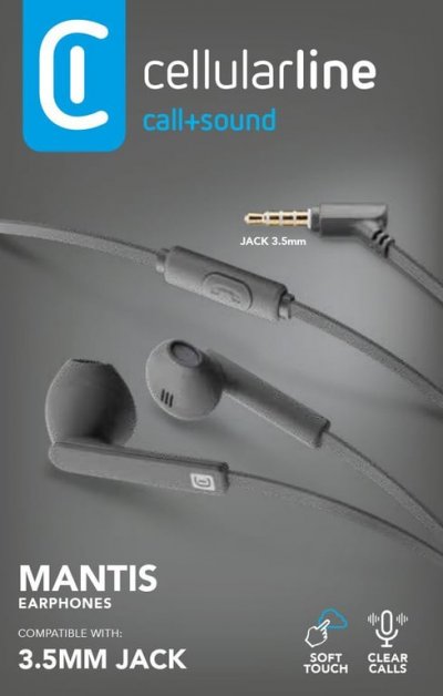 CELLULAR ITALIA Cellularline MANTISDG, Avec fil, &eacute;couteur, Binaural, Intraaural, Gris