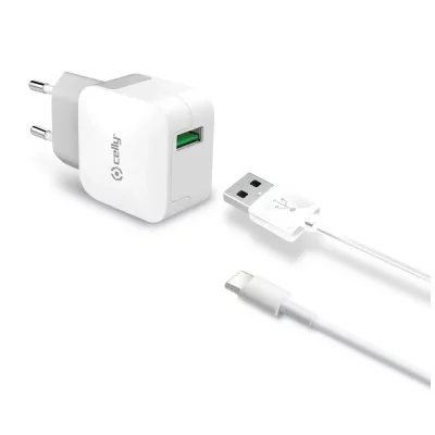 CELLY  Usb Home Fast Charger With Type C Cable Blanc