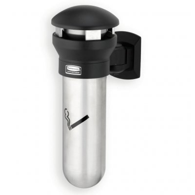 RUBBERMAID Cendrier mural  design pour usage ext&eacute;rieur - 2,3 L - Inox