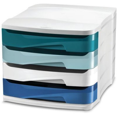 CEP  Module de classement Riviera, 4 tiroirs, blanc / bleu