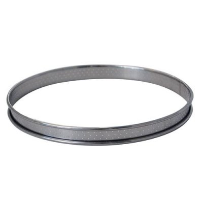DE BUYER Cercle &agrave; tarte perfor&eacute; &agrave; bord roul&eacute; en inox 28cm 