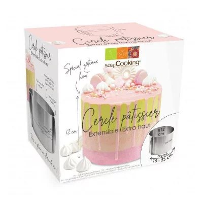 SCRAPCOOKING Cercle p&acirc;tissier extensible - 12 cm de hauteur