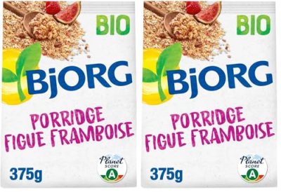 BJORG C&eacute;r&eacute;ales Porridge Figue Framboise Bio  - Le Sachet De 375 G