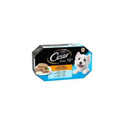CESAR  24 Barquettes en gel&eacute;e 4 vari&eacute;t&eacute;s pour chien senior 150g (6x4)