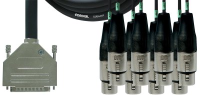 CORDIAL CFD1.5DFT - C&acirc;ble multipaire sub-D 25 broches-8 XLR femelles 1,5 m