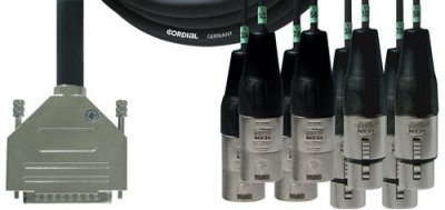 CORDIAL CFD3DFMY - C&acirc;ble multipaire Sub-D 25 broches-4 XLR m&acirc;les + 4 XLR femelles 3 m