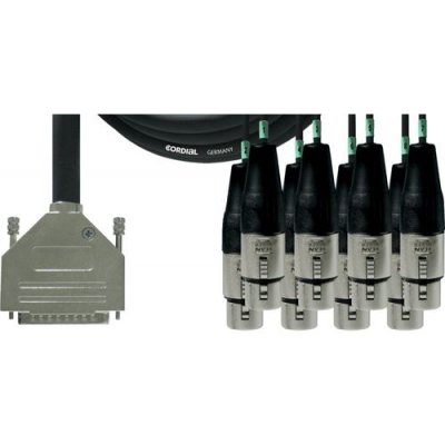 CORDIAL CFD5DFT - C&acirc;ble multipaire Sub-D 25 broches-8 XLR femelles 5 m
